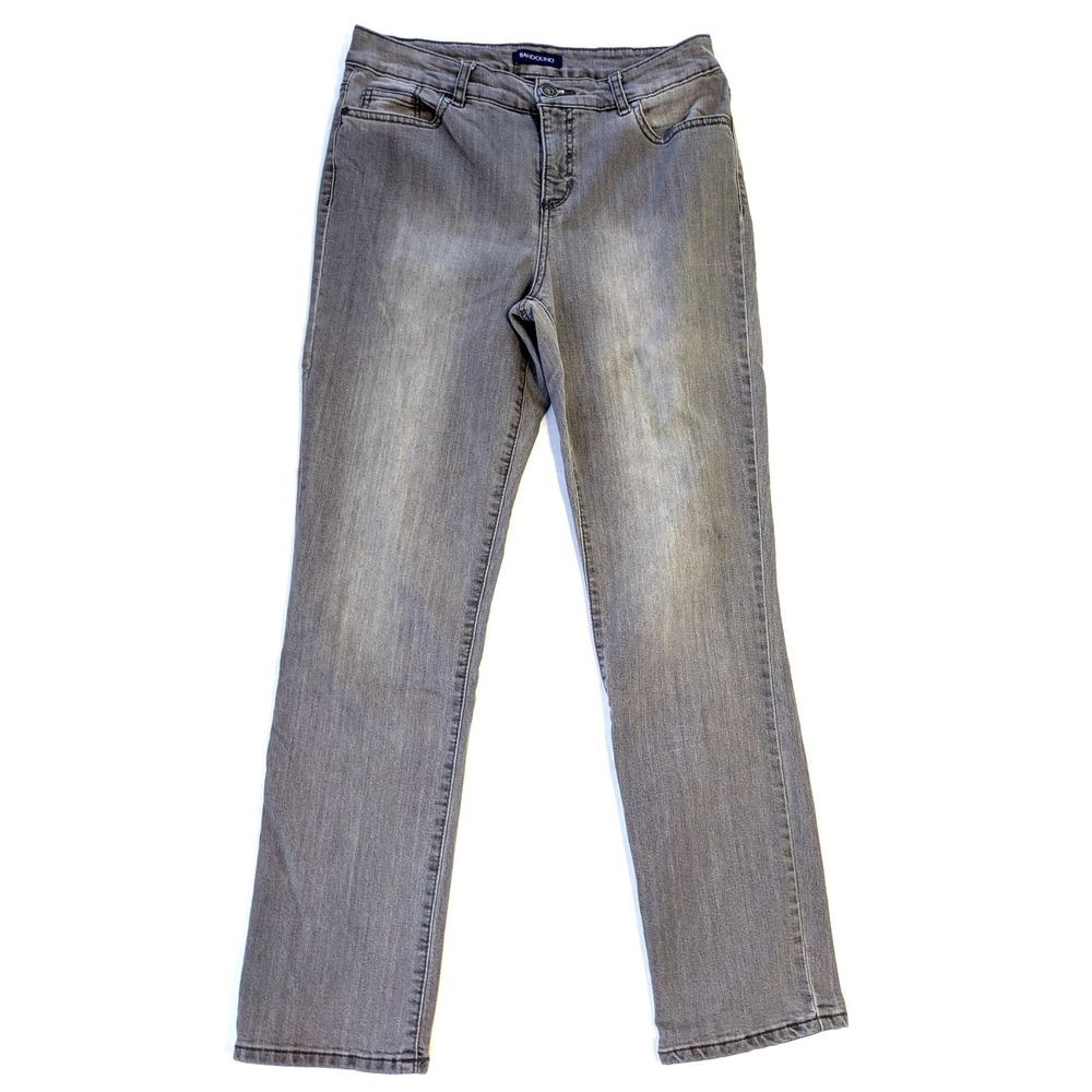 Bandolino Mandie Gray Straight Leg Jeans Womens Size 8 High Rise Denim Pants